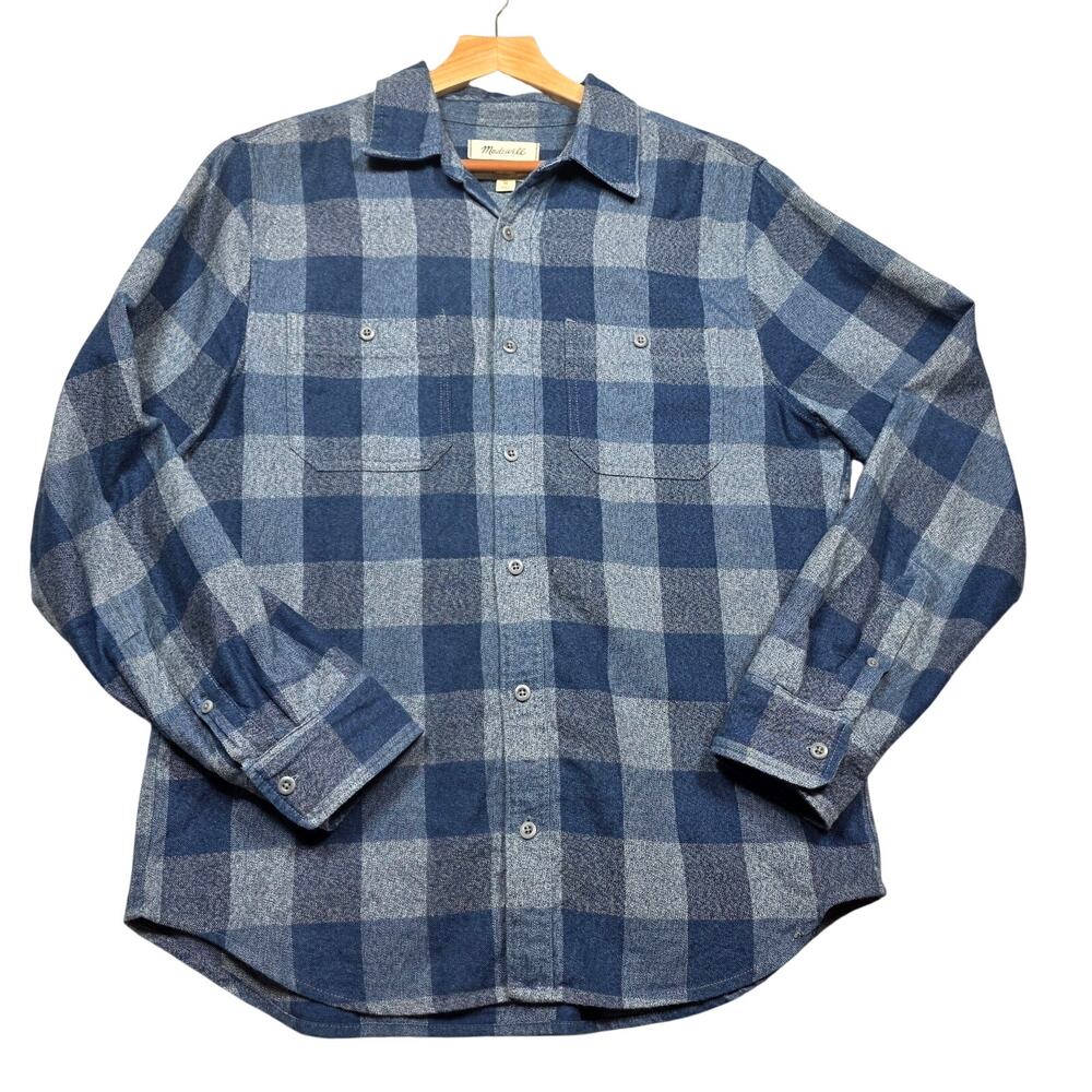 Madewell Blue Plaid Flannel Button Up Shirt